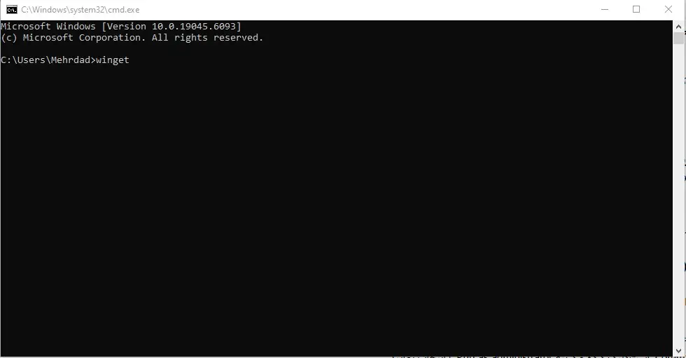 باز کردن Command Prompt به عنوان مدیر برای استفاده از Winget