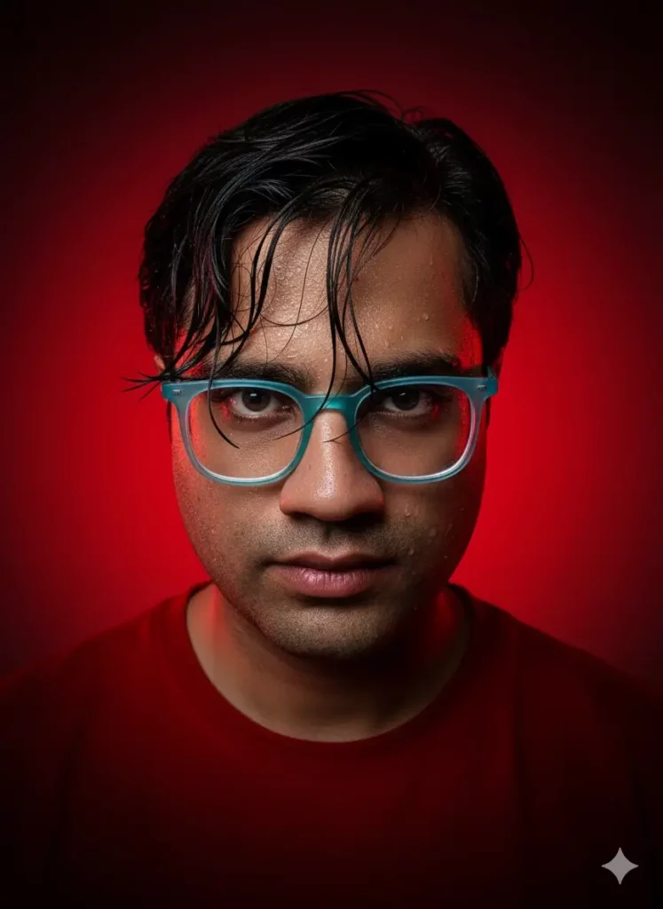  پرتره سینمایی یک مرد با نگاه مصمم که با استفاده از هوش مصنوعی جمینی و پرامپت حرفه‌ای ساخته شده است.