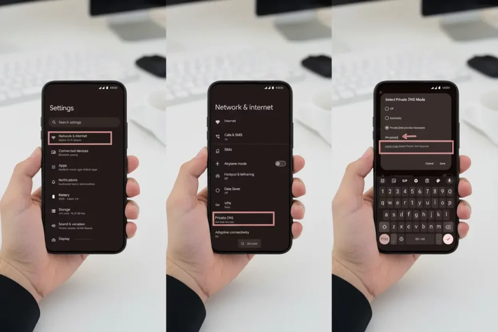 تنظیم Private DNS در اندروید برای تغییر DNS