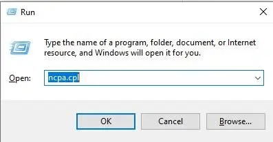 دستور ncpa.cpl برای باز کردن تنظیمات شبکه در ویندوز