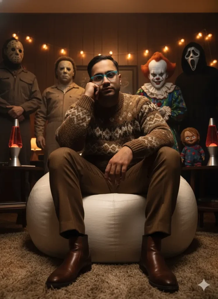 پرامپت عکس پروفایل خفن با تم رترو و شخصیت‌های فیلم ترسناک.