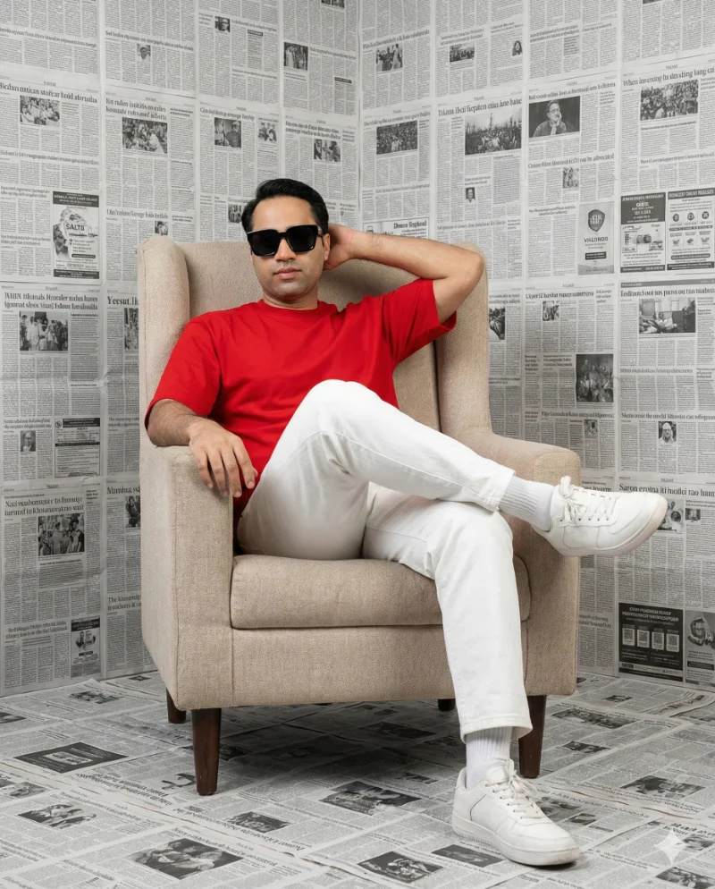 پرامپت برای عکس پروفایل هنری با تم روزنامه و مینیمال